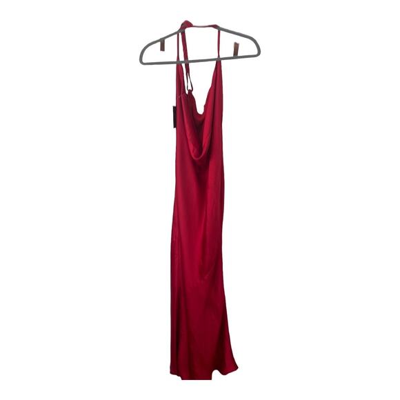 Norma Kamali One Shoulder Bias Maxi Gown Draped Back Satin Tiger Red Sz XS/34 - Picture 4 of 16
